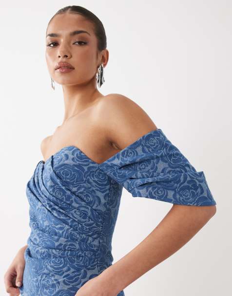 ASOS LUXE - Top cache-cœur en jean façon corset - Bleu - view 1