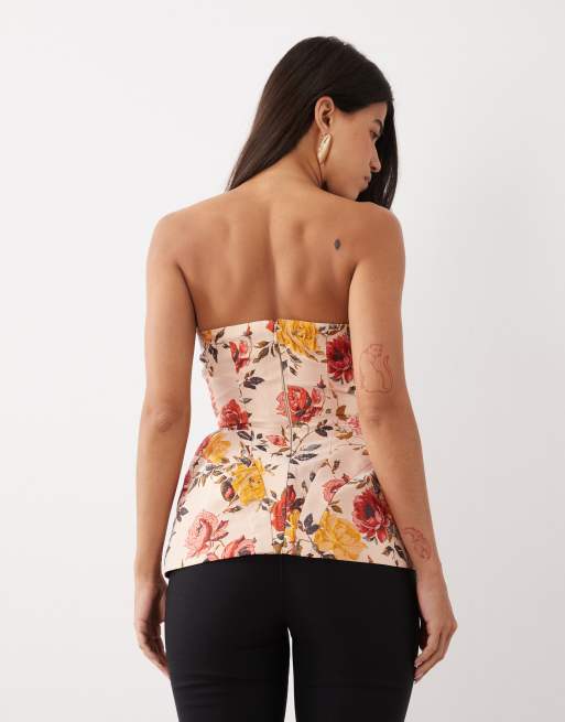 ASOS LUXE - top de jacquard estructurado con estampado floral, 3 de 4
