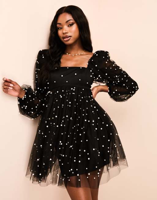 Asos black tulle dress sale