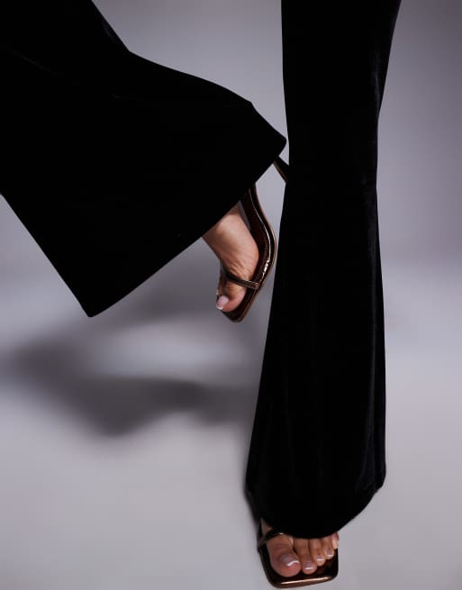 ASOS LUXE velvet flare pants in black (part of a set)