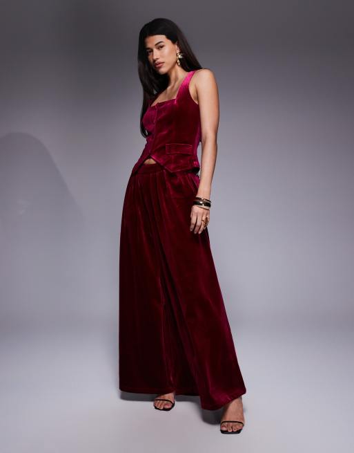 ASOS LUXE velvet vest in pink - part of a set, 4 of 4
