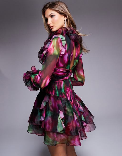 Vestito Corto Vestito Con Maniche In Organza ASOS LUXE Vestito