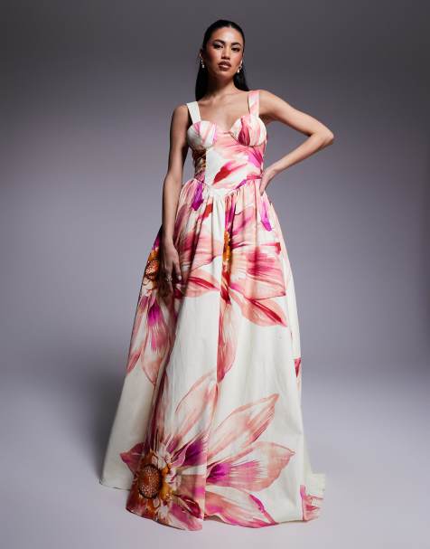ASOS LUXE - Vestito lungo premium con stampa a fiori oversize - view 1