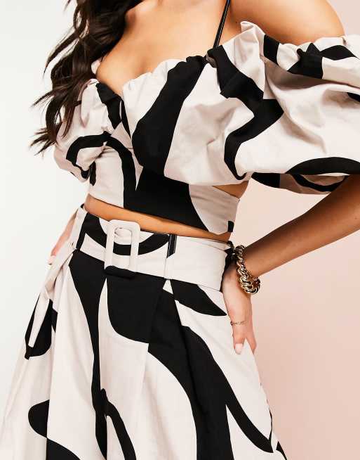 ASOS LUXE – Virvelmönstrade byxor i bomull med vida ben, del av set, 3 av 4