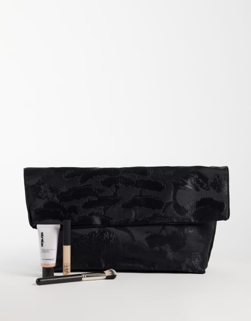 ASOS LUXE weiche Jacquard-Clutch mit Umschlag in Schwarz und Gold, 2 von 4