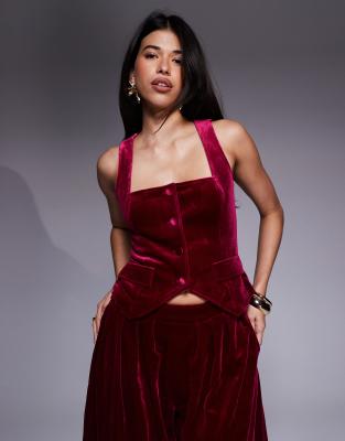 ASOS LUXE - Weste aus Samt in Rosa, Kombiteil
