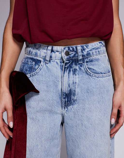 ASOS LUXE wide leg jeans with 3D velvet bow detail in light blue, 5 of 5