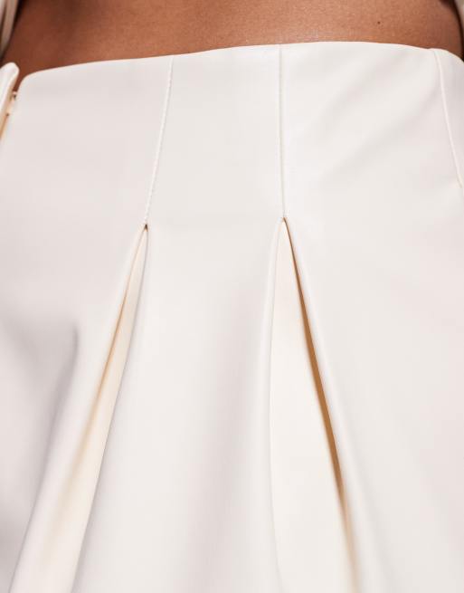 ASOS LUXE wide leg pleated pants in cream PU - part of a set, 5 of 5