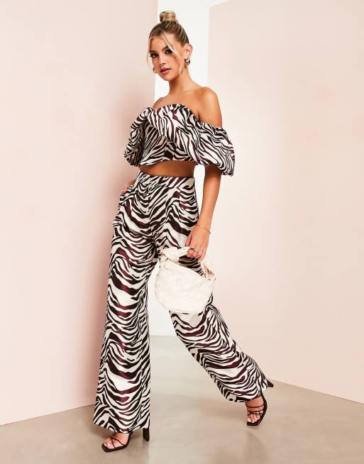 Luxe Zebra Jacquard Satin Wide Leg Pyjamas