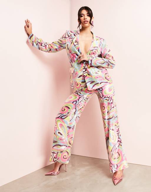 Womens patterned trouser on sale suit