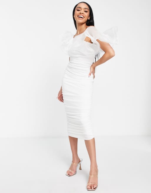 Asos white frill outlet dress