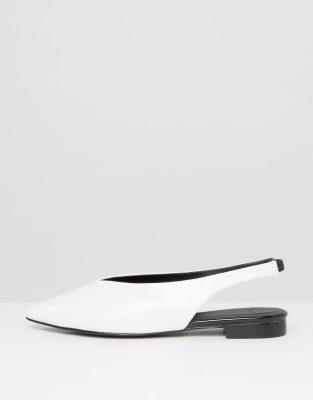 white pointed slingback flats