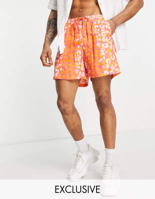 ASOS MADE IN KENYA boxy shorts in animal illustration print