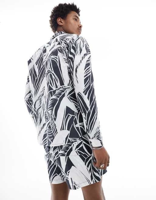 ASOS MADE IN KENYA - Camicia a maniche lunghe con stampa di palme, 3 di 4