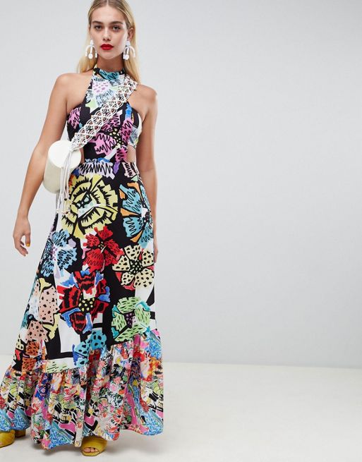 ASOS Made In Kenya High Neck Maxi Dress In Mixed Print | ASOS