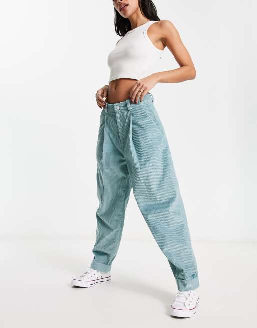 ASOS MADE IN KENYA jumbo corduroy relaxed pants in teal, 3 of 4