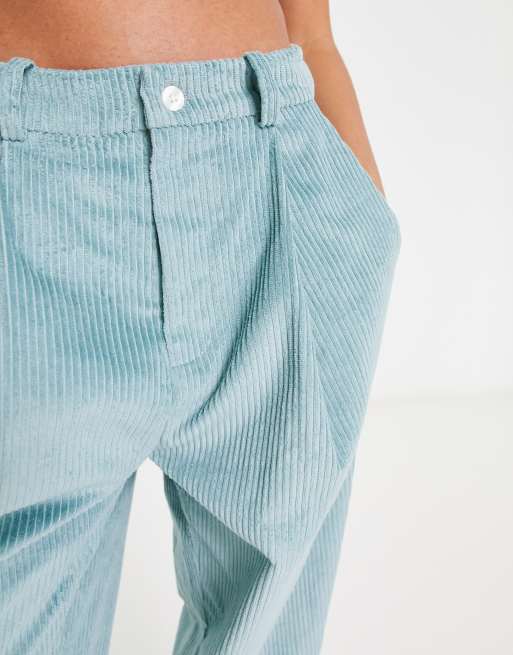 ASOS MADE IN KENYA jumbo corduroy relaxed trousers in teal, 2 of 4