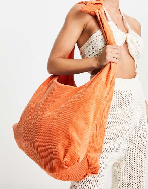 ASOS MADE IN KENYA jumbo corduroy slouchy shopper in rust