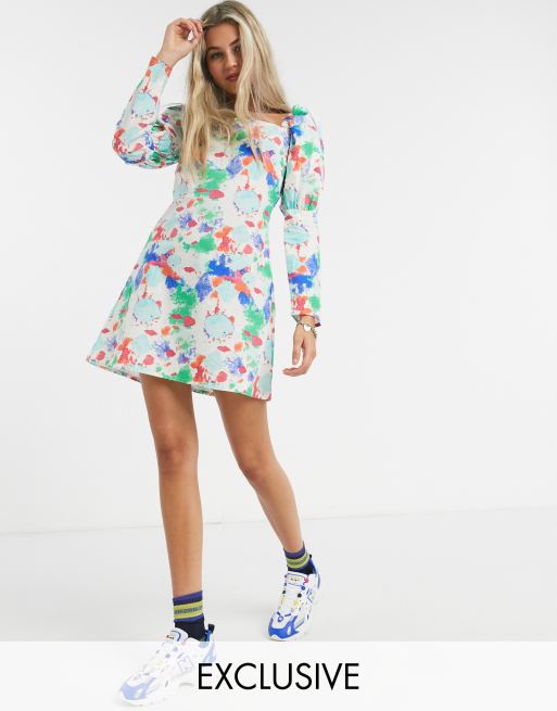 ASOS MADE IN KENYA linen dress in splodge print