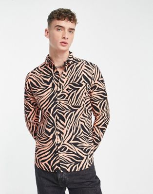 ASOS MADE IN KENYA long sleeve shirt in tiger print-Black
