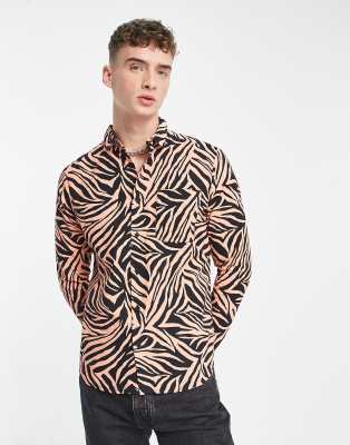Kenya long sleeve shirt in tiger print-Black