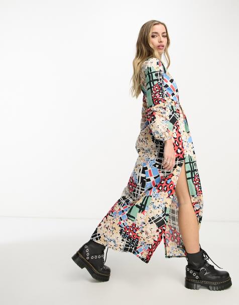 COLLUSION mini printed satin summer slip dress in multi