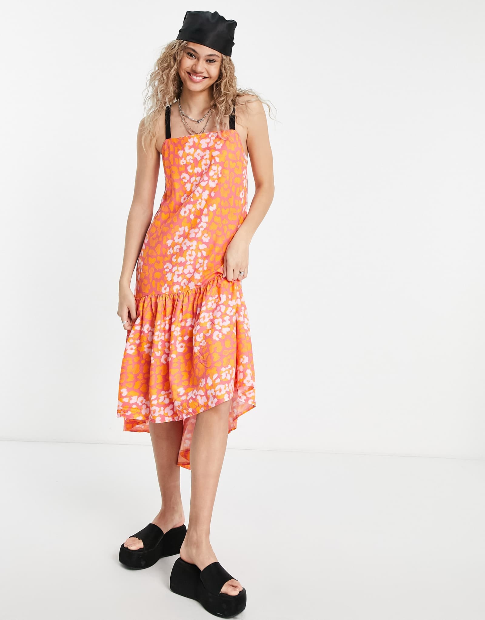 Миди-платье ASOS MADE IN KENYA с заниженным низом и коралловым животным принтом