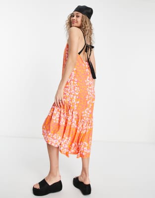Asos Made In Kenya Midi Dress With Drop Hem In Multi