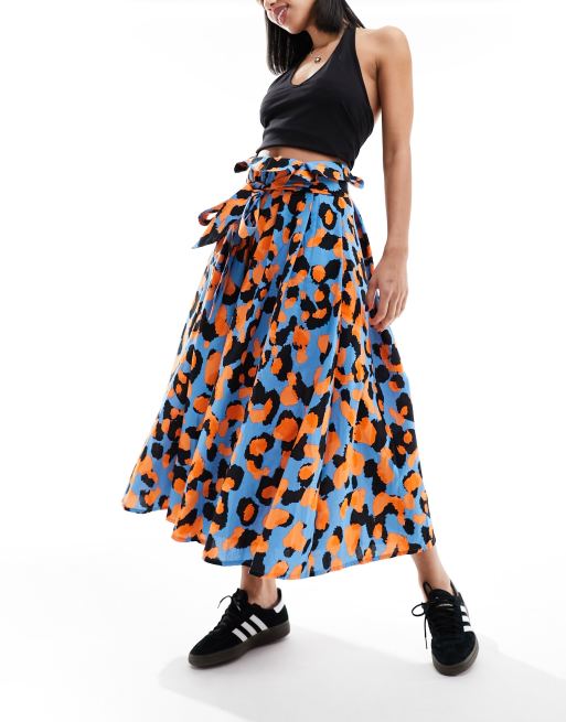 ASOS Made In Kenya - Pantalon froncé à taille haute - Imprimé animal multicolore