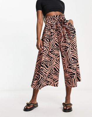 ASOS MADE IN KENYA paperbag waist trousers in tiger print