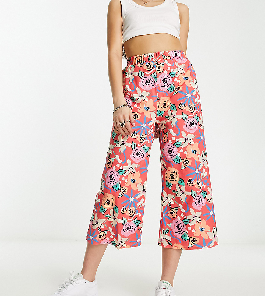 ASOS MADE IN KENYA pull on trousers in rose print-Red