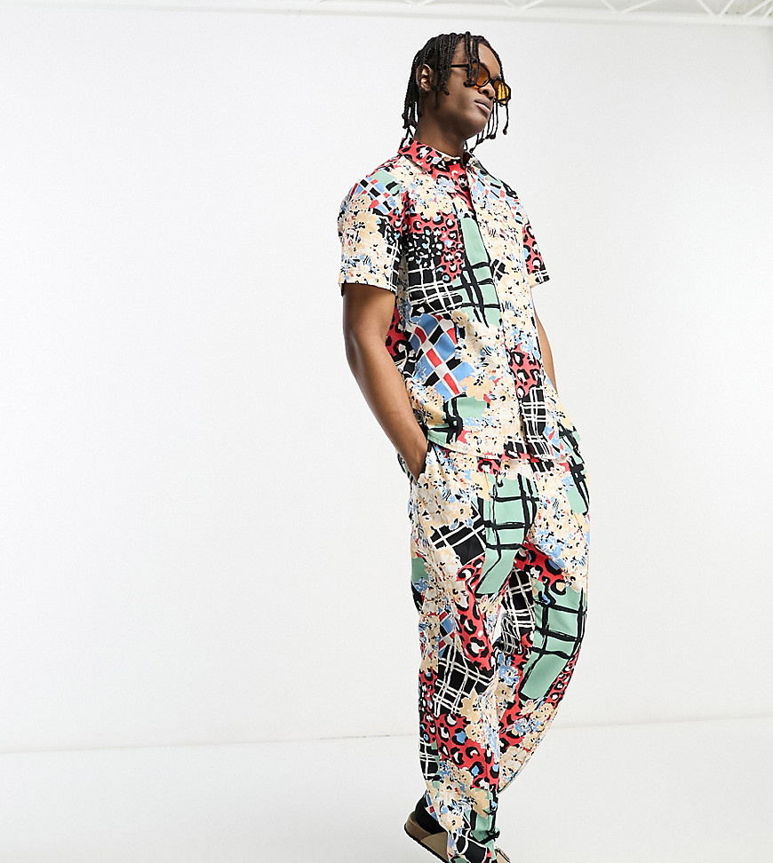 ASOS MADE IN KENYA short sleeve shirt in cut about graphic print-Multi
