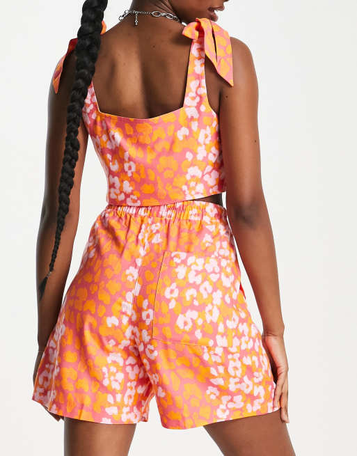 ASOS Made In Kenya shorts in coral animal print, 2 of 4