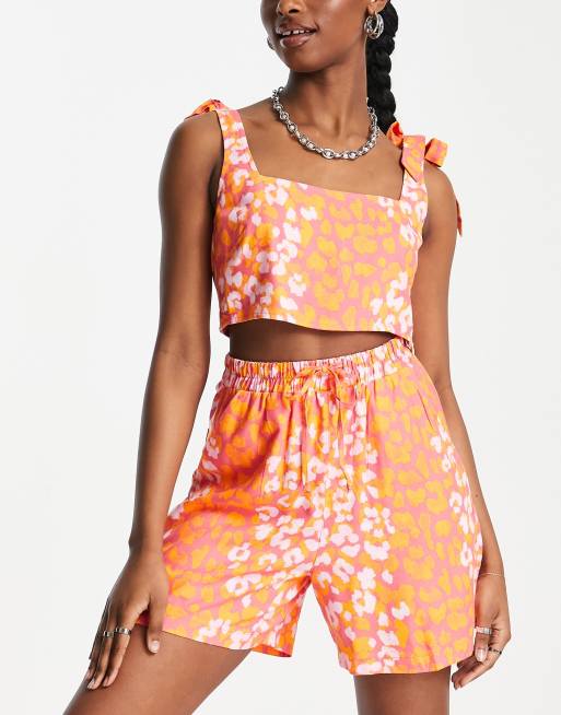 ASOS Made In Kenya shorts in coral animal print, 3 of 4