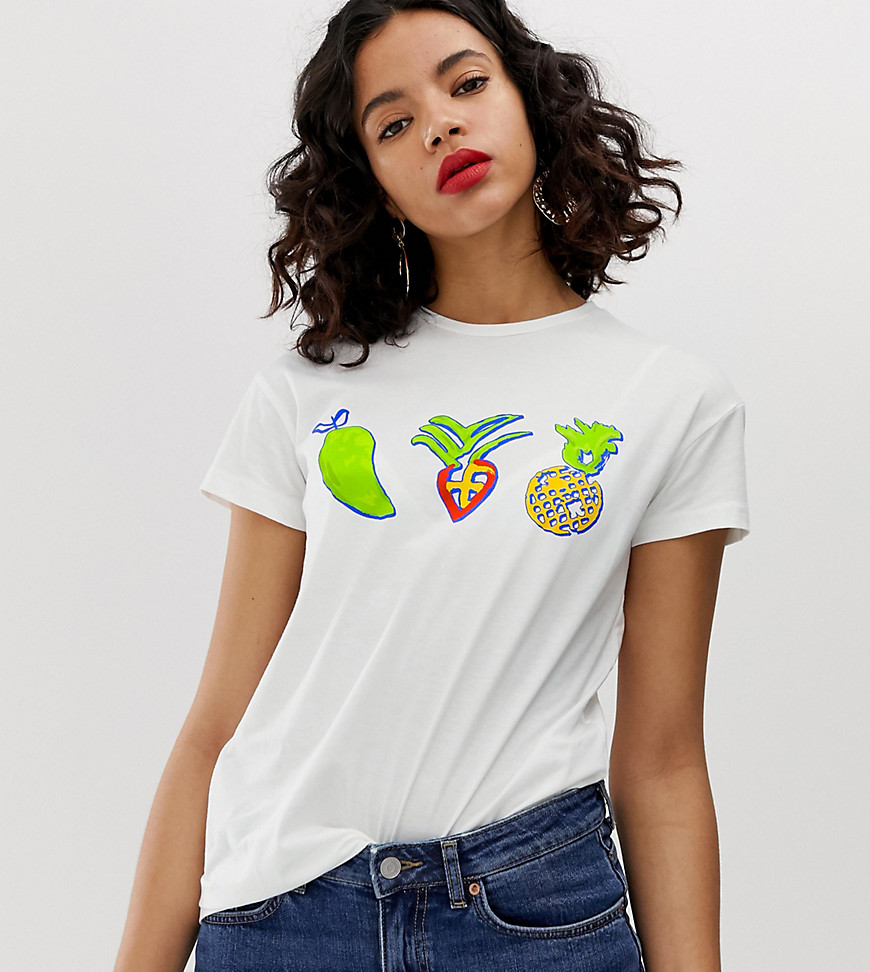 ASOS MADE IN KENYA - T-shirt met vruchtenprint-Wit