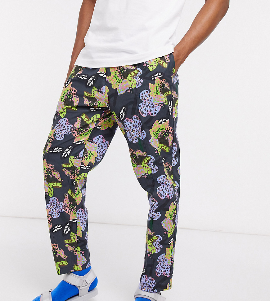 ASOS MADE IN KENYA tapered floral print trouser co-ord-Grey