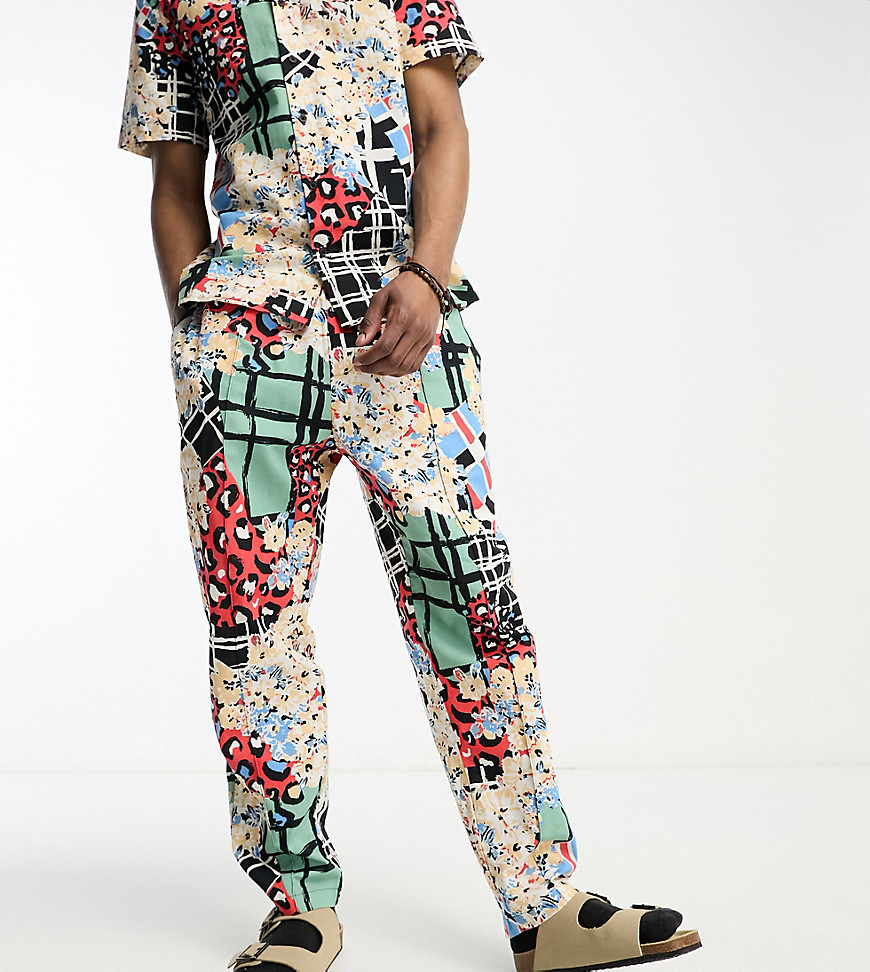ASOS MADE IN KENYA tapered trouser in cut about graphic print-Multi