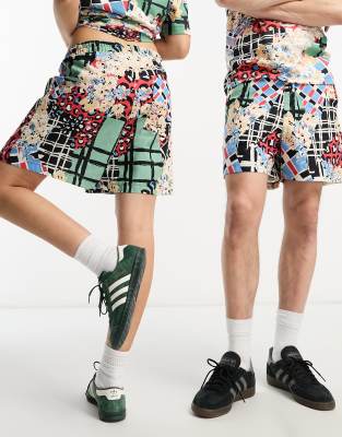 Asos Made In Kenya Unisex Boxy Shorts In Multi