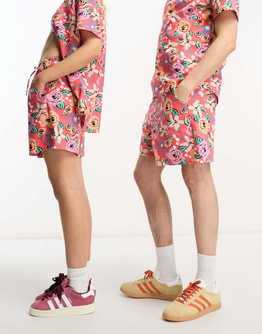 ASOS MADE IN KENYA unisex boxy shorts in rose print, 4 of 4
