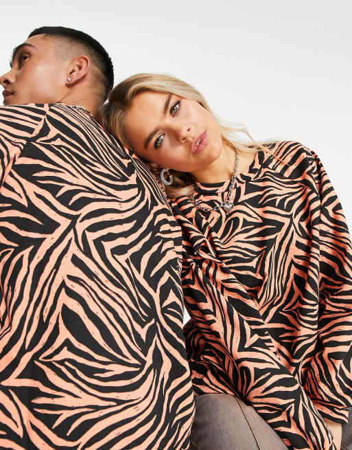 ASOS MADE IN KENYA unisex crew neck sweatshirt in tiger print