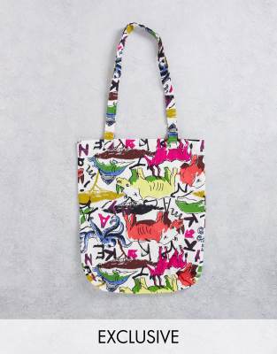 ASOS MADE IN KENYA unisex tote bag in animal illustration print - ASOS Price Checker
