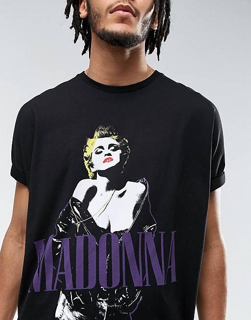 ASOS Madonna Super Oversized Band T-Shirt With Roll Sleeve