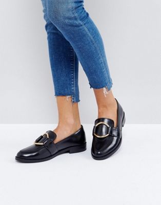 asos black leather loafers