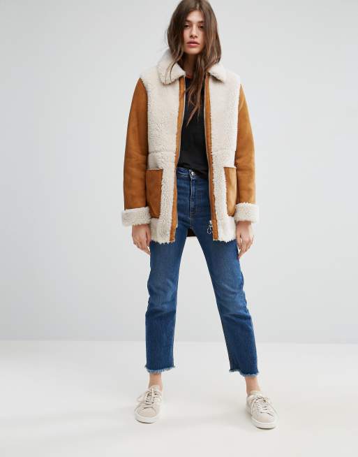 Manteau peau retournée femme hot sale