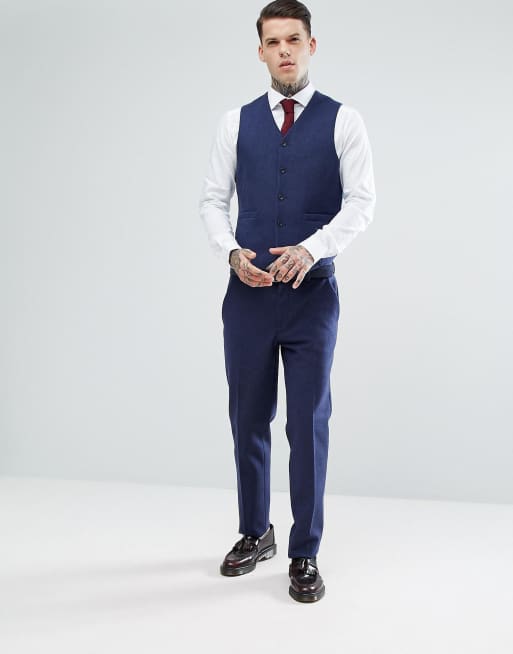 ASOS – Marineblå skinny bryllups-habitvest i uldblanding, 3 af 4