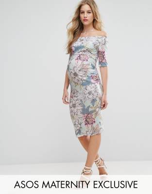 asos maternity bardot dress