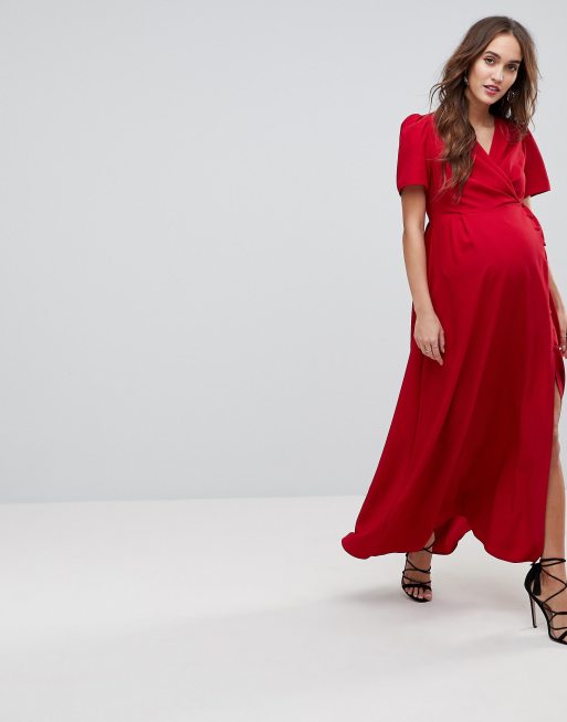 Asos red shop maternity dress