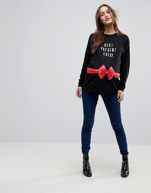 Asos Maternity Christmas Jumper With Best Present Ever Slogan