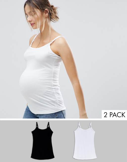 ASOS Maternity - Confezione da 2 canotte da ALLATTAMENTO con clip - RISPARMIA IL 10%