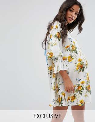 ASOS Maternity Floral Printed Velvet Tie Back Dress